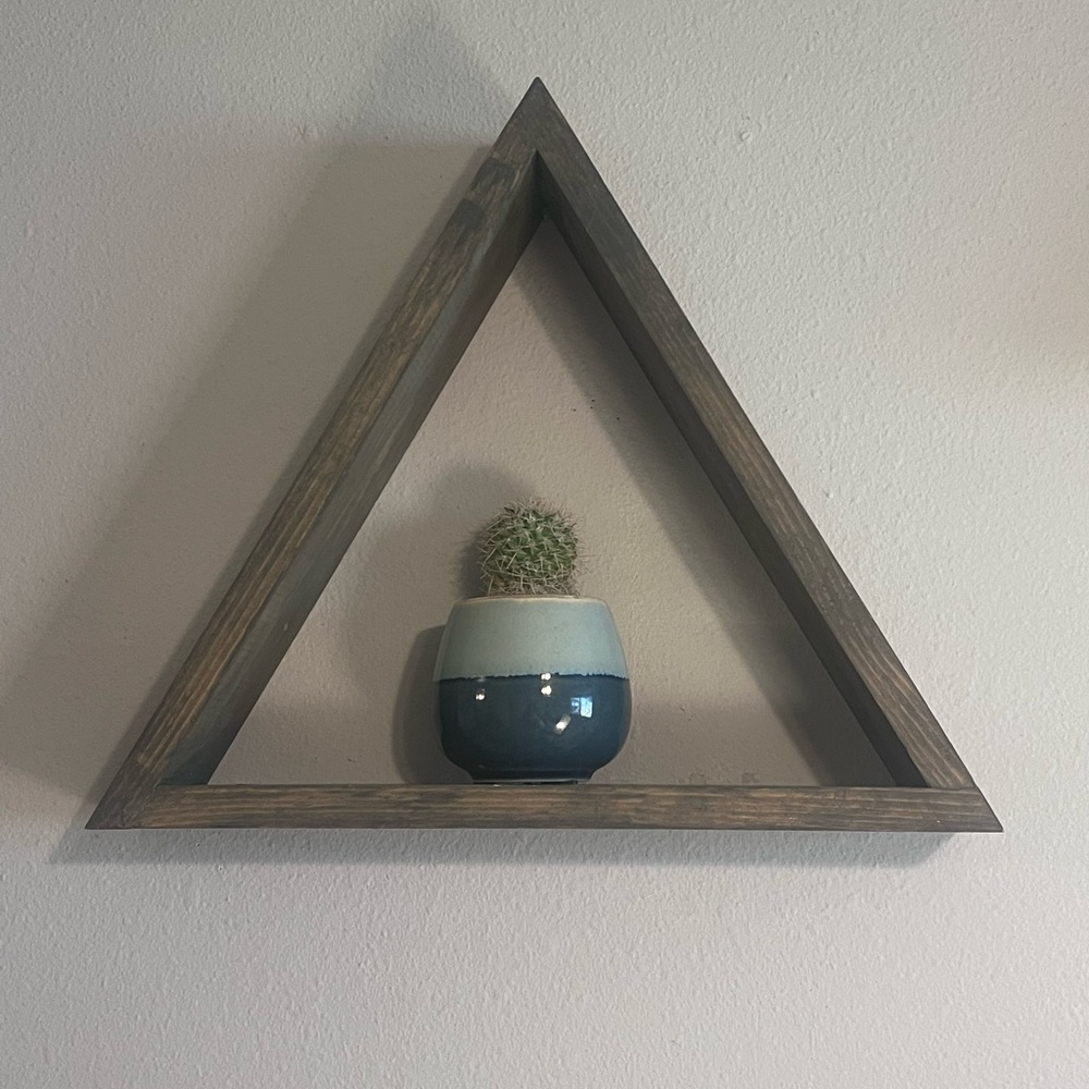 Triangular Wooden Wall Shelf (plant not included)